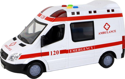 Makine lodër ambulancë LeanToys City Ambulance, me dritë edhe zë, e bardhë