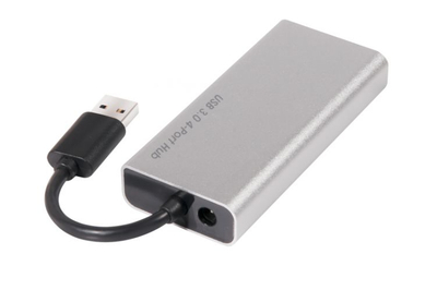 USB разделник Клуб3Д УСБ 3.0, 4 порти, со адаптер за напојување, сребрена боја