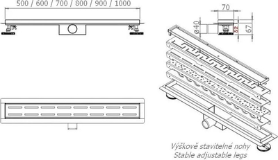Kanall dushi HYDROLAND Sleek, 1200 mm, çelik inoksi, ngjyrë argjendi