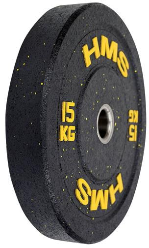 Disk olimpik HMS HTBR15, 15 kg, bumper, i verdhë