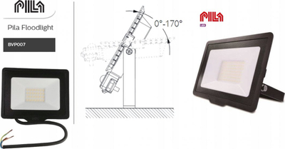 Reflektor i jashtëm LED Philips Pila BVP007, 10W, 4000K, i zi