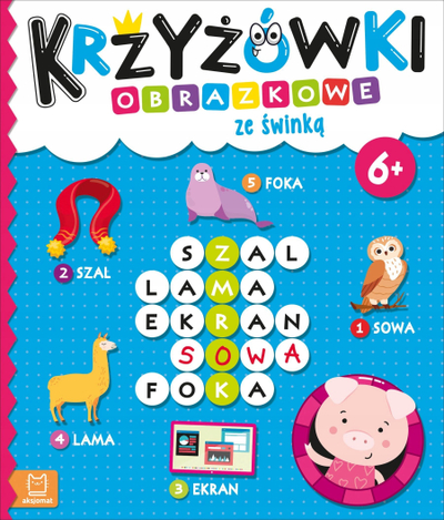Libër me fjalëkryqe Aksjomat Krzyżówki Obrazkowe ze Słonikiem, 24 fjalëkryqe, për kalamaj 6+