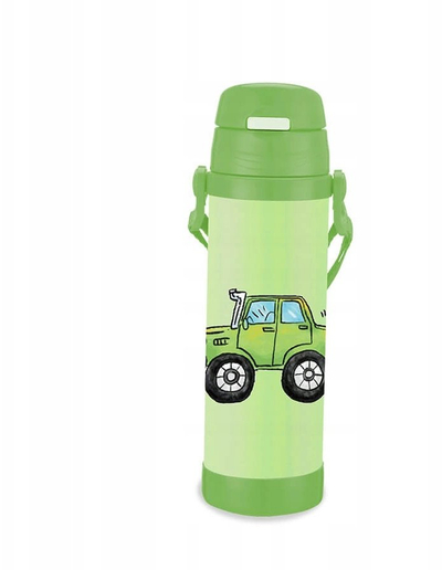 Termus për fëmijë Maestro MR-1640-50-B, 500ml, me pipëz, jeshil me makinë