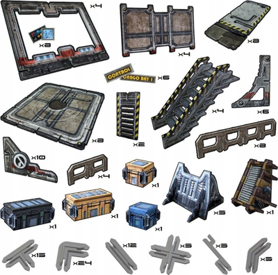 Set terreni sci-fi Battle Systems SciFi Terrain, modular 3D, 28mm, me printim me ngjyra, shumëngjyrësh