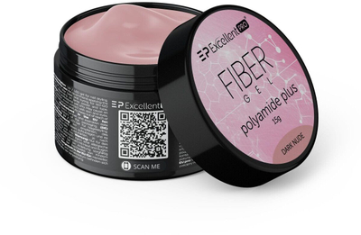 Xhel ndërtues për thonj Excellent PRO Fiber Gel Polyamide Plus, 15g, ngjyrë nude e errët