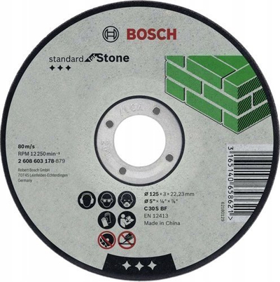 Disk prerës gurësh Bosch Standard Stone 125mm, trashësi 3mm, hapje 22.23mm