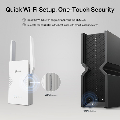 Access point TP-Link RE235BE, Wi-Fi 7, port 2.5G, i bardhë