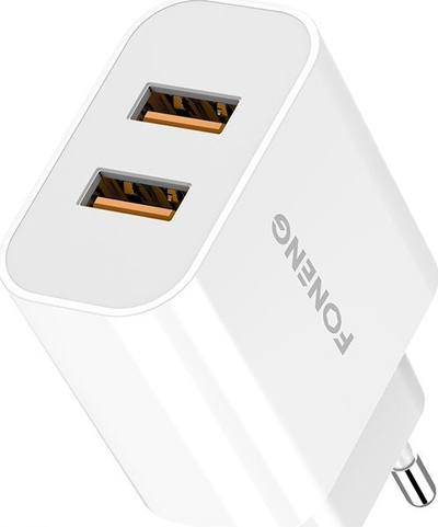 Karikues Foneng EU53, 2xUSB-A, 2.4A, i bardhë