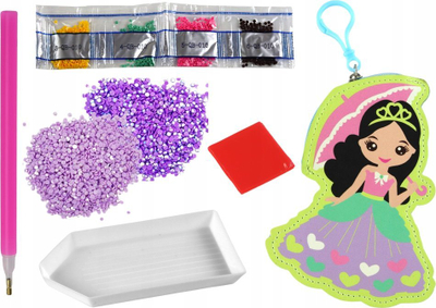 Set kreativ me rruaza DIY Princess Keychain Pocket, varëse çelësash princeshë, për fëmijë 6+