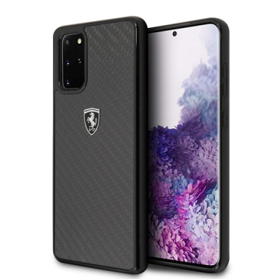 Kapak telefoni Ferrari Off Track për Samsung Galaxy S20 Plus, karbon, i zi