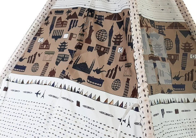 Çadër loje tipi Teepee me dinosaurë, e papërshkueshme nga uji, bezhë