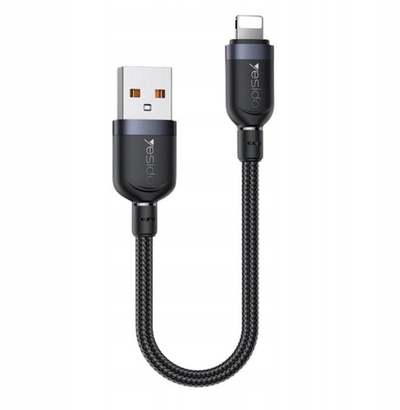 Kabllo USB në Lightning Yesido CA131L, 0.3m, 12W 2.4A, e zezë
