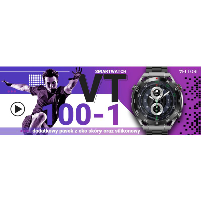 Smartwatch Veltori VT100 1, ekran 1.52", Bluetooth 5.2, i zi