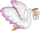 Balon foli Flexmetal Stork Baby Girl, 80 cm, për helium, rozë
