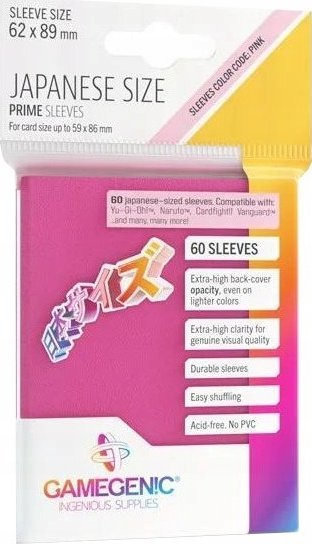 Mbështjellëse letra loje Gamegenic Japanese Size Prime, 62x89 mm, 60 copë, rozë