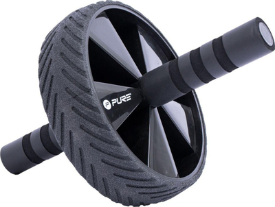 Rrotë barku PURE 2 IMPROVE Ab Wheel Roller, plastikë e fortë, doreza me jastëk, e zezë