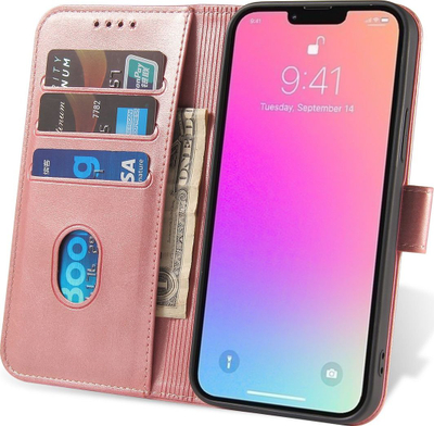 Futrollë magnetike Hurtel Magnet Case për iPhone 13 Pro Max, tip book case, funksion stand, rozë