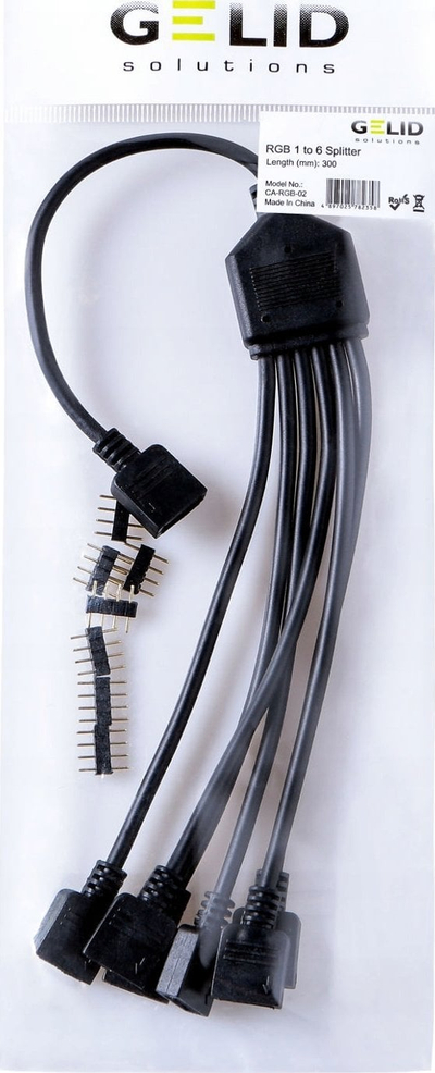 Kabllo ndarëse RGB Gelid Solutions 1 me 6, 5V 3 pin ARGB, e zezë