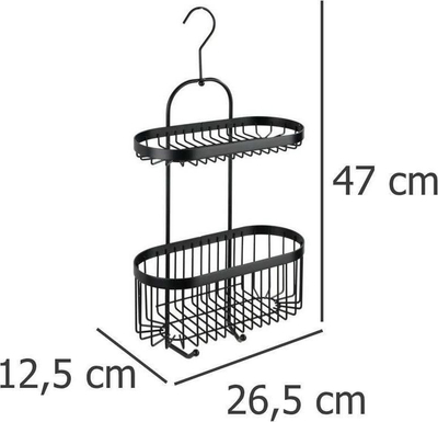 Shportë dushi Wenko Rectangular, 2 nivele, çelik inox, e zezë