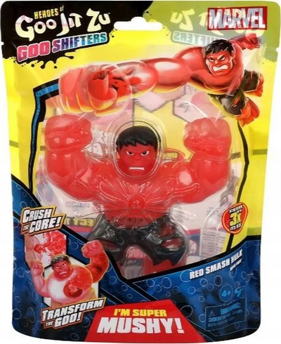 Figurë lodër Moose Toys Heroes of Goo Jit Zu Marvel Red Smash Hulk, 4.2", super elastike, e kuqe