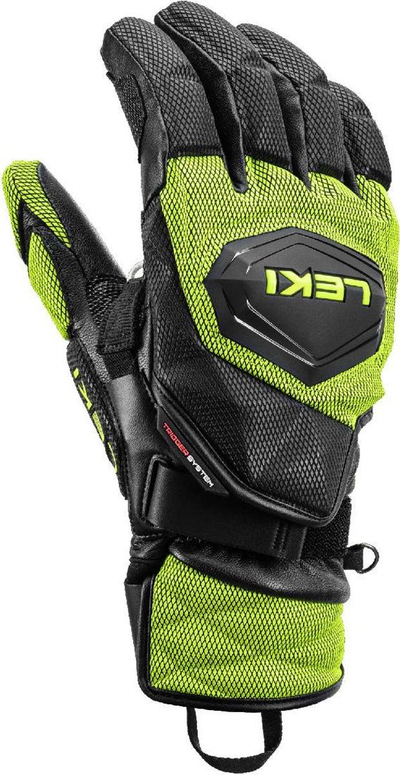 Doreza skish Leki WCR Venom GS 3D për garë, madhësia 7.5, ngjyrë e zezë Ice Lemon