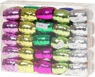 Set shirita dhuratash Teka Cocoon Ribbon Rosette, 5 mm 5 m, metalik shumëngjyrësh, 50 copë