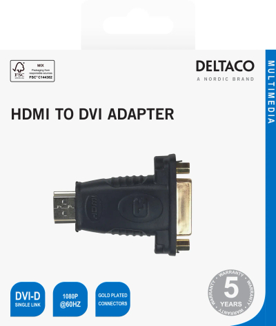 Adapter HDMI në DVI Deltaco, DVI-D single link, 1080p 60Hz, i zi