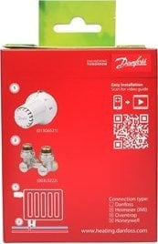 Set termostatik radiatorësh Danfoss RAS-CK + RLV-KS për ngrohje, ngjyrë metalik