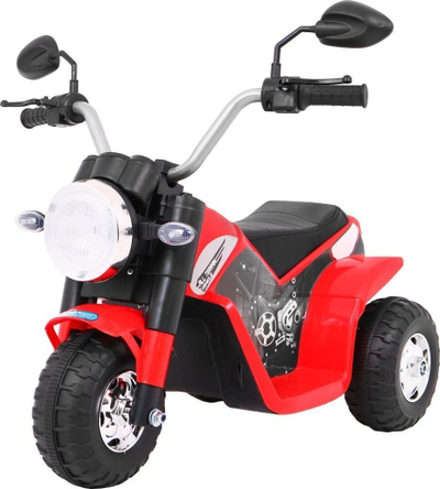 Motorçikletë elektrike fëmijësh Ramiz MiniBike, 3 rrota, me drita, e kuqe