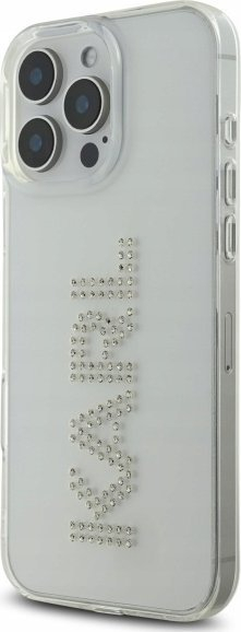Kuti mbrojtëse Karl Lagerfeld IML Rhinestones Logo për iPhone 16 Pro Max, transparente