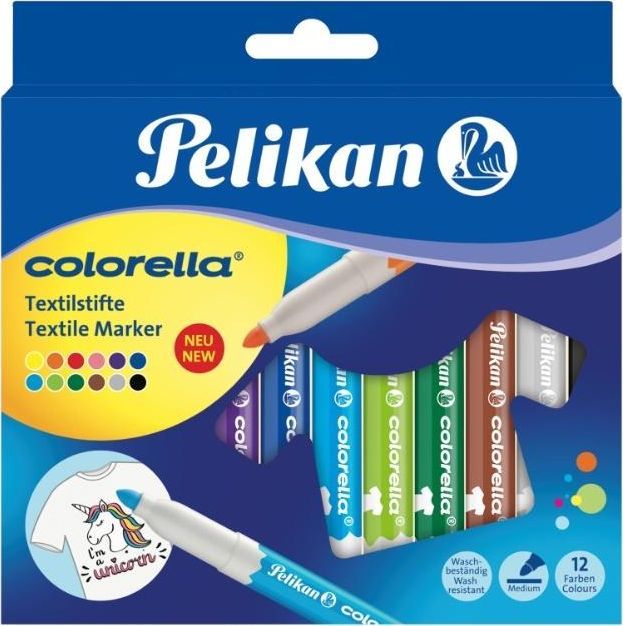 Set markerësh për pëlhurë Pelikan Colorella, 12 ngjyra