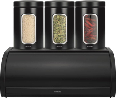 Kuti buke Brabantia Roll Top, kapak rrëshqitës, Matte Black, e zezë