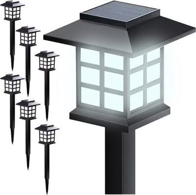 Set dritash kopshti LED diellore Tran, 6 copë, panel diellor amorf, dritë e bardhë e ftohtë