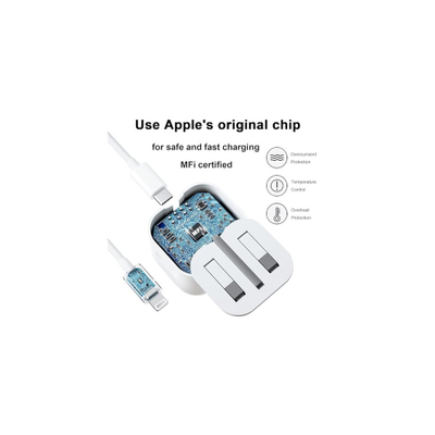 Karikues telefoni Apple 20W USB C, adapter me prizë UK, kabllo Lightning 2m, i bardhë