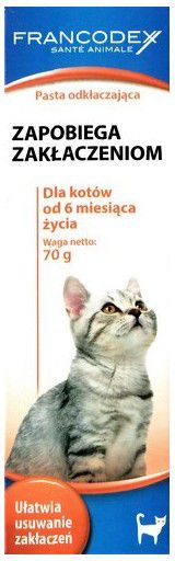 Pastë kundër topthave të qimeve për mace Francodex Dehairing, 70 g