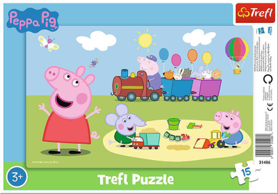 Puzzle kornizë Trefl Peppa Pig Cheerful Train, 15 pjesë, shumëngjyrësh