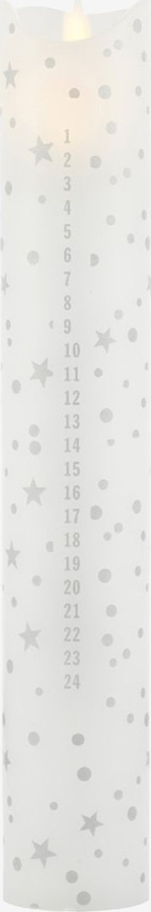 Qiri dekorativ LED Sirius Sara Calendar, 29cm, me telekomandë, i bardhë romantik