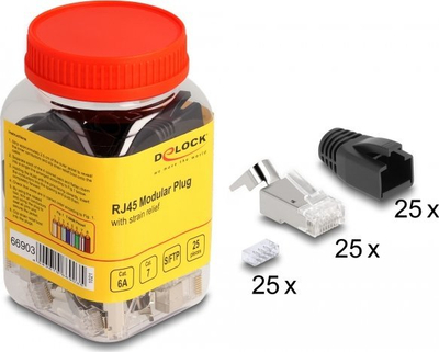 Set konektorë rrjeti Delock 66903 RJ45, Cat.6A Cat.7, 25 copë, i tejdukshëm