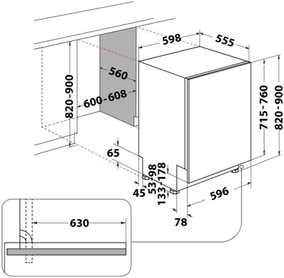 Enëlarëse e integruar Whirlpool WH6IC16B4M6T0, klasa C, e zezë