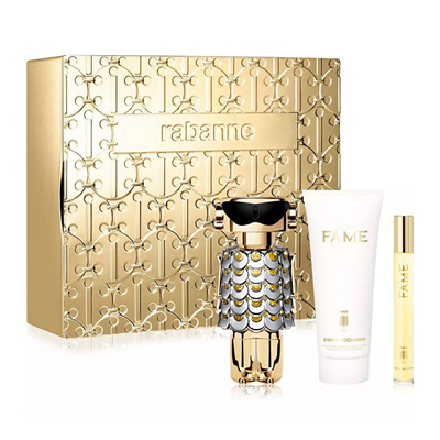 Set dhuratë për femra Paco Rabanne Ladies Fame, EDP 80 ml + losion trupi 100 ml + EDP 10 ml