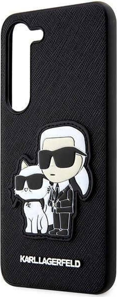 Mbrojtëse telefoni Karl Lagerfeld Karl and Choupette, për Samsung Galaxy S23 Plus, PU Saffiano, e zezë
