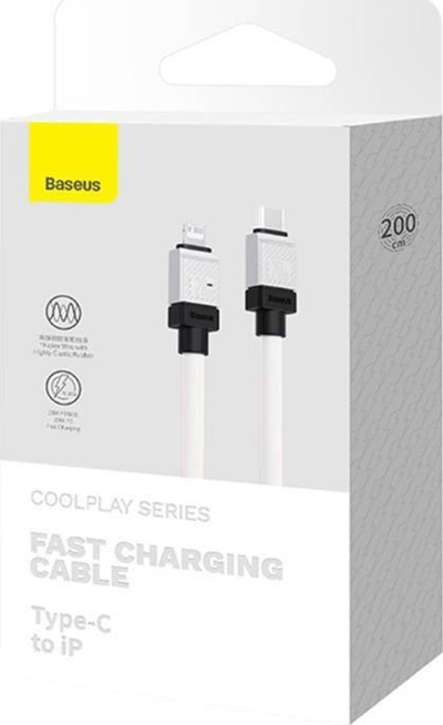 Kabllo karikimi Baseus CoolPlay, USB C në Lightning, 20W, 2m, e bardhë