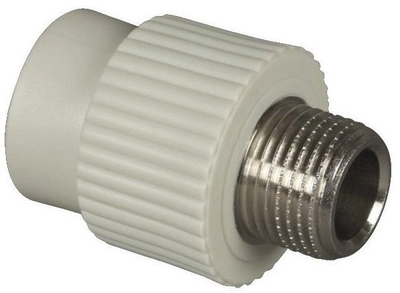 Adapter sanitar Sanitas, plastik me dalje metalike, për tuba PPR, i bardhë