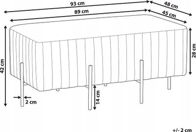 Stol kadife Bench DAYTON, 93 cm, këmbë metalike në ngjyrë ari, gri e çelët