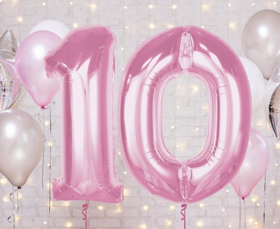 Balon me folie numër 1 rozë e çelët, 92 cm