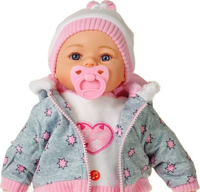 Kukull bebë Adar 565258, me zë polonisht, 45cm, rozë gri