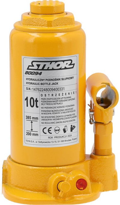 Ngritës hidraulik Sthor T80094, 10T, bottle jack, i verdhë