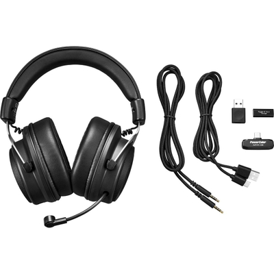 Слушалки за гејминг PowerColor ALPHYN AH10, безжични 2.4GHz, 30 часа батерија, црни