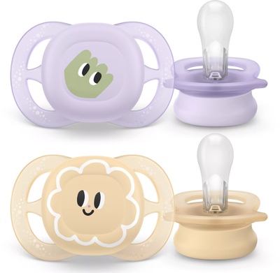 Qetësues për bebe Philips Avent Ultra Start SCF075/13, silikon ortodontik 0–2 muajsh, me kuti për sterilizim, i tejdukshëm