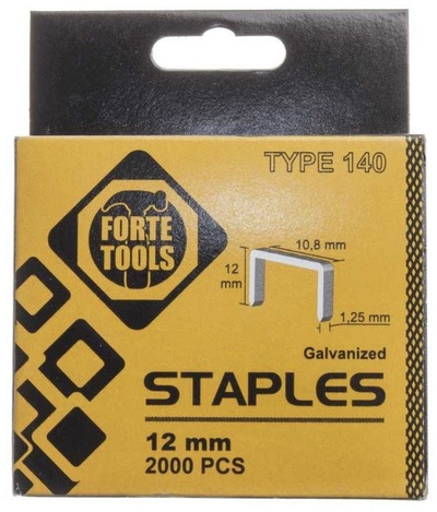 Kapëse Staples Forte Tools 1012HD 2M, 10.8x12mm, 2000 cope, ngjyrë argjendtë